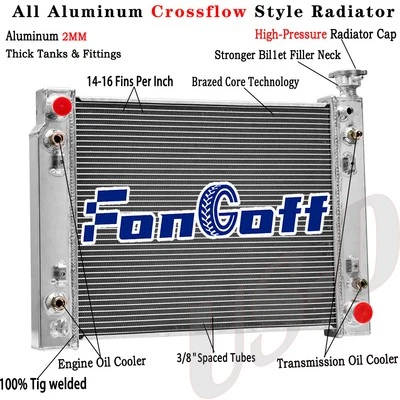 3 Row Aluminum Radiator For 88-93 1990 Chevy GMC C/K 1500 2500 3500 4.3L 5.7L AT - Image 1 of 4