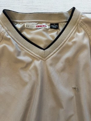 Grand Slam Pullover Mens XL Tan Windbreaker V Neck Golf Lined Lightweight Jacket - Image 1 of 4