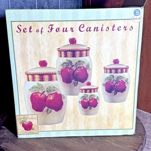 Juego de 4 botes de tejido de canasta de colección de manzana Susan Winget de galletas - Imagen 1 de 7