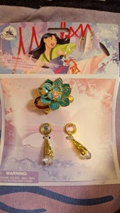 Disney Store Mulan Accessory Set Hair Clip Earrings BNWT Kids - Picture 1 of 2