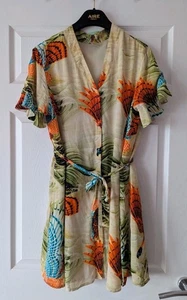 Abito Camicia Tropicale All Saints Fay Swoop Taglia 14 G24 - Foto 1 di 6