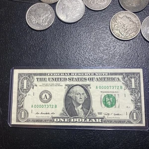 💎 2009 $1 FRN 4 Digit Low Serial Number 00007372 Fancy Serial Number - Picture 1 of 4