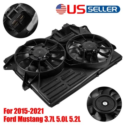 Engine Radiator Cooling Fan Assembly Set For 2015-2017 Ford Mustang 5.0L 3.7L Foto 1 de 4