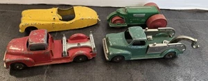 VINTAGE HUBLEY KIDDIE LOT OF 4 CARS TRUCK JAGUAR WRECKER TOW STEAM ROLLER EARLY - Picture 1 of 11