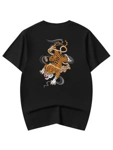 Niepce Japanese Streetwear Embroidery T-Shirt Rich Tiger Graphic Tee for Men - Bild 1 von 40