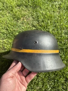 Genuine WW2 German M42 Beaded Luftschutz Painted Helmet - Picture 1 of 12