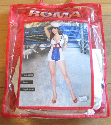 ROMA 3 Pc PLAYFUL PINUP SAILOR HALLOWEEN COSTUME WOMEN'S SIZE LARGE #4339 NEW - Image 1 of 4