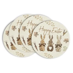 Carrots Rabbit Bunny Happy Easter Round Placemats Set of 4, 15 Inch Spring - Picture 1 of 7