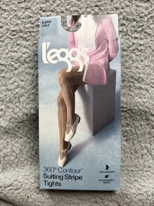 L'eggs Women's Striped 360 Contour Sheer Tights - Chalk White XL: High Waisted - Picture 1 of 3