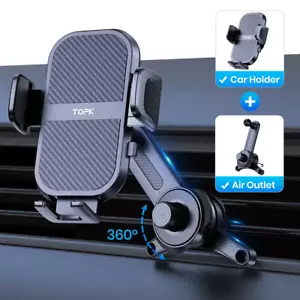 TOPK Car Phone Mount Phone Holder Dashboard Air Vent w/ Hook - Picture 1 of 8