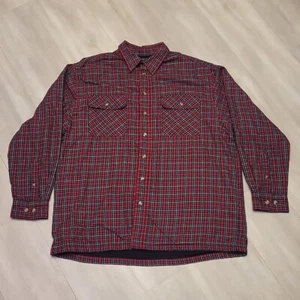 David Taylor Mens Large Thermal Red Plaid Collared Button Up Flannel Warm Winter - Picture 1 of 9