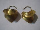 Fulani (Gold Washed Brass) Hand Hammered 1" Wide Earrings, Mali Africa