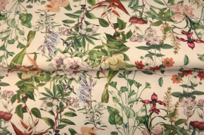 STENZO CANVAS Meterware - Blumen creme bunt - 0,5 m x 150 cm -  100% Baumwolle - Bild 1 von 2