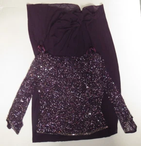 d1 J Kara Women's 3/4 Sleeve Round Neck Beaded Top Long Gown Plum Size 8P - Picture 1 of 4