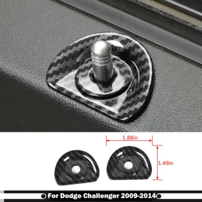 Carbon Fiber Door Lock Pin Cover Trim For Dodge Challenger 09-2014 Accessories Foto 1 de 4