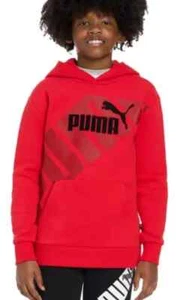 PUMA Youth Boys Hooded Sweatshirt Hoodie Red - Picture 1 of 7