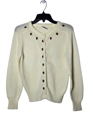 Chelsea Place Womens Strawberry Embroidered Button-Up Cardigan Sweater Medium - Image 1 of 4