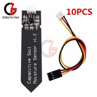 10PCS Analog Capacitive Soil Moisture Sensor V1.2 Corrosion Resistant +Cable
