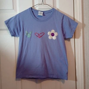 Girls T-Shirt Size XS Gildan Purplish Blue Short Sleeve Basic GUC - Picture 1 of 14