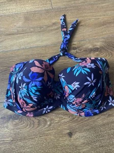 John Lewis Bikini Top 34E Floral BNWT 2 Way Strap - Picture 1 of 7