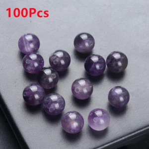100 piezas colgante de cuentas sueltas bola de orificio medio perforada de amatista natural de 6 mm HT1012 - Imagen 1 de 5