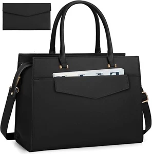Laptop Bag for Women 2pcs Set 15.6 inch Professional Leather Work Tote Bag - Picture 1 of 8