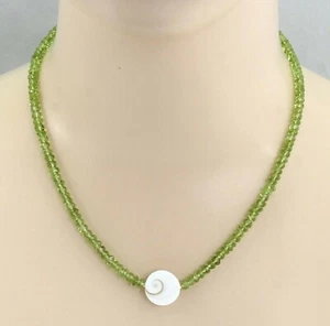 Peridot Edelsteinkette - maigrüner Peridot facettiert mit Shiva Auge 48 cm - Picture 1 of 2