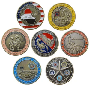 7 Pcs/Set Sanit George Gift Challenge Coin World Saint Operation Iraqi Freedom - Picture 1 of 12