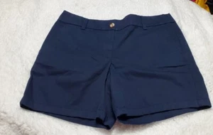 🩳 Ann Taylor Loft Navy Blue 100% Cotton Pocket Casual Shorts Womens ~ 10 M3020 - Picture 1 of 13