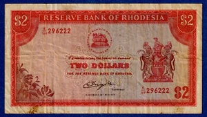 RHODESIA $2 1979  P-39 (15th May 1979), Circulated Banknote K/169 296222 - Picture 1 of 2