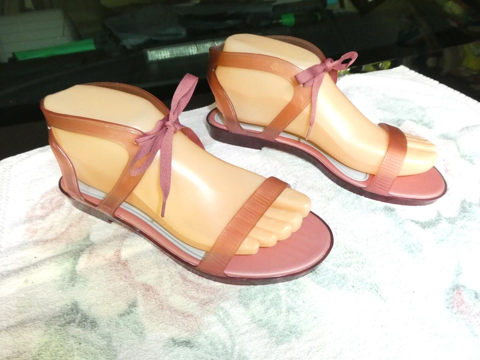 Melissa + Jason Wu~Women's Artemis Light Pink Jelly Sandals~7~Ribbon Tie~N/W/O/B - Image 1 of 4