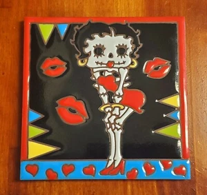 BETTY BOOP Skelett Hand n Hand Designs handglasiert 6x6 Kunstfliese Untersetzer - Bild 1 von 4