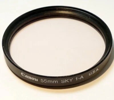 Canon 55mm Filter 1-A Skylight 1x w/ ribbed rim for 50mm f1.8 S.C. - made in USA - Image 1 of 4
