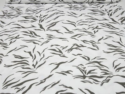 Stoff Sweatshirtstoff Tiger Tierfell Design weiß off-white taupé khaki  - Bild 1 von 4