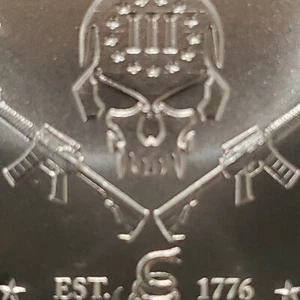 1 oz .999 Silver coin skull 2nd amendment DTOM snake Punisher  - Picture 1 of 2