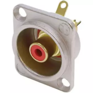 Neutrik NF2D-2 Phono RCA Socket - Panel de níquel en forma de D con arandela de color - Rojo - Imagen 1 de 1