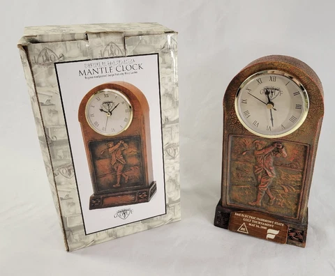 BROKEN Pioneers of Golf Mantle Clock Harry Vardon Origins Mantle Clock 2003 10" Cover