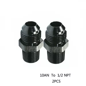 2Pcs Black 10AN to 1/2 NPT Adapter Straight Pipe Thread to 10 AN Flare Fitting - Bild 1 von 4