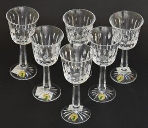 Waterford Crystal ~ Roscrea Cut ~ Set Of Six 7" Claret Wine Glasses ~ New Irish 