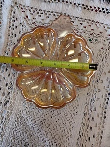marigold carnival glass 3 section clover leaf candy Dish - Picture 1 of 8