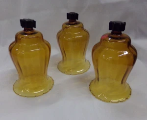 Lot of 3 HOMCO 1195-1 Amber Classique Crimped Edge PEG Votive Cup Candle Holders - Picture 1 of 4