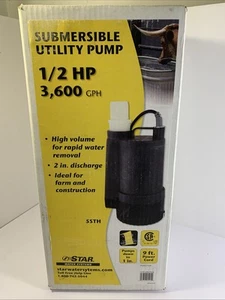 Star Water Systems 1/2 HP Submersible Utility Pump 3,600 GPH 5STH New - Picture 1 of 4