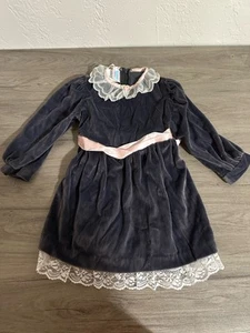 Vintage Bonnie Jean 4T Velvet Grey Dress Union Made USA - Picture 1 of 13