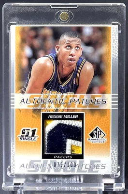 Reggie Miller  2003-04 SP Game Used Authentic Fabrics GU Prime Patch /100 Pacers - Image 1 of 2
