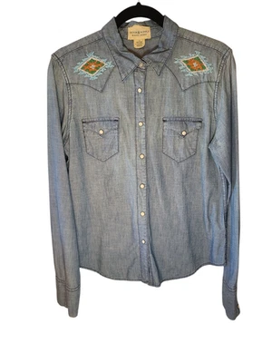 Ralph Lauren Polo Denim Supply Azteca Deportista Suroeste Western Jean Camisa L Foto 1 de 4