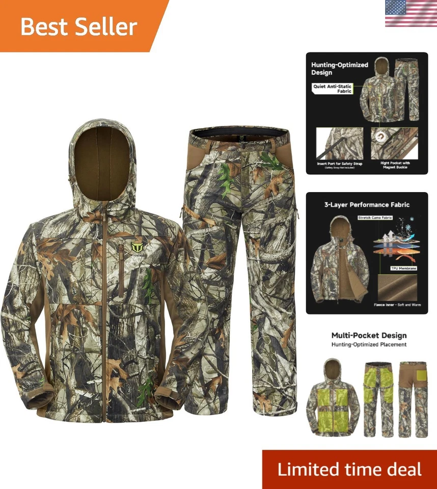 Hunting Clothes for Men with Fleece Lining, Safety Strap Compatible Water Res... - Image 1 of 4