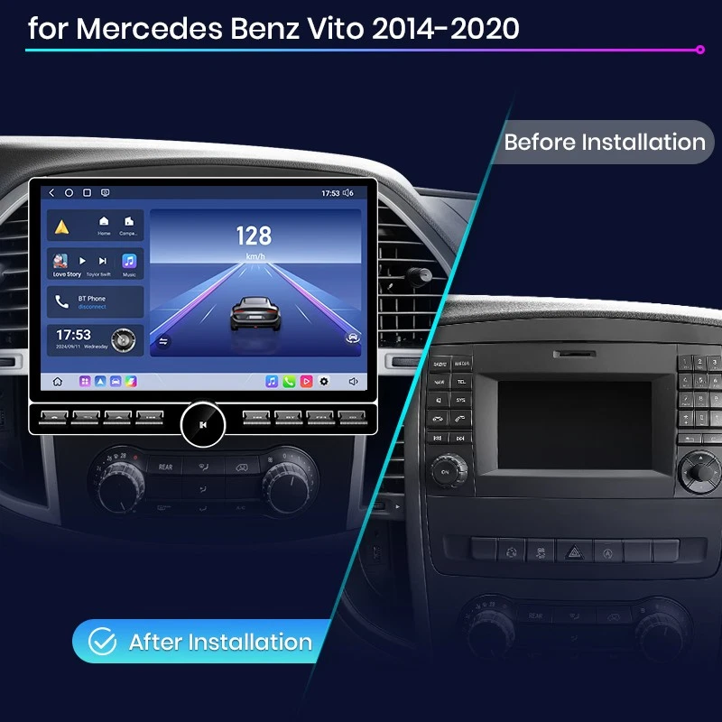 128 Für Benz Vito W447 14-2022 Android 14 Carplay Autoradio GPS Navi WIFI BT SWC - Bild 1 von 4