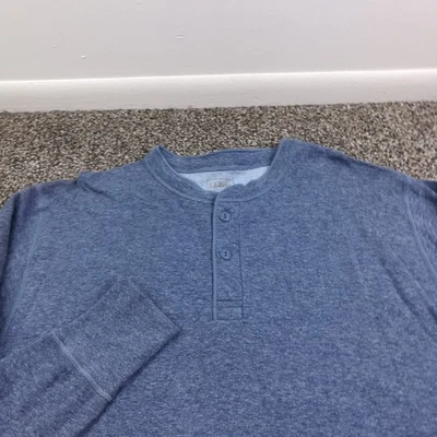 LL Bean Shirt Wool Blend River Driver's Thermal Henley Blue Mens Large - Image 1 of 4