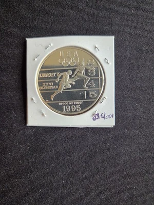 1995 P Atlanta Olympics Track & Field PROOF Commemorative 90% Silver Dollar Coin - Image 1 of 4