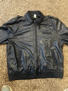 International Concepts Men’s Faux Leather Jacket Size Xxl 2xl Navy Blue - Picture 1 of 4